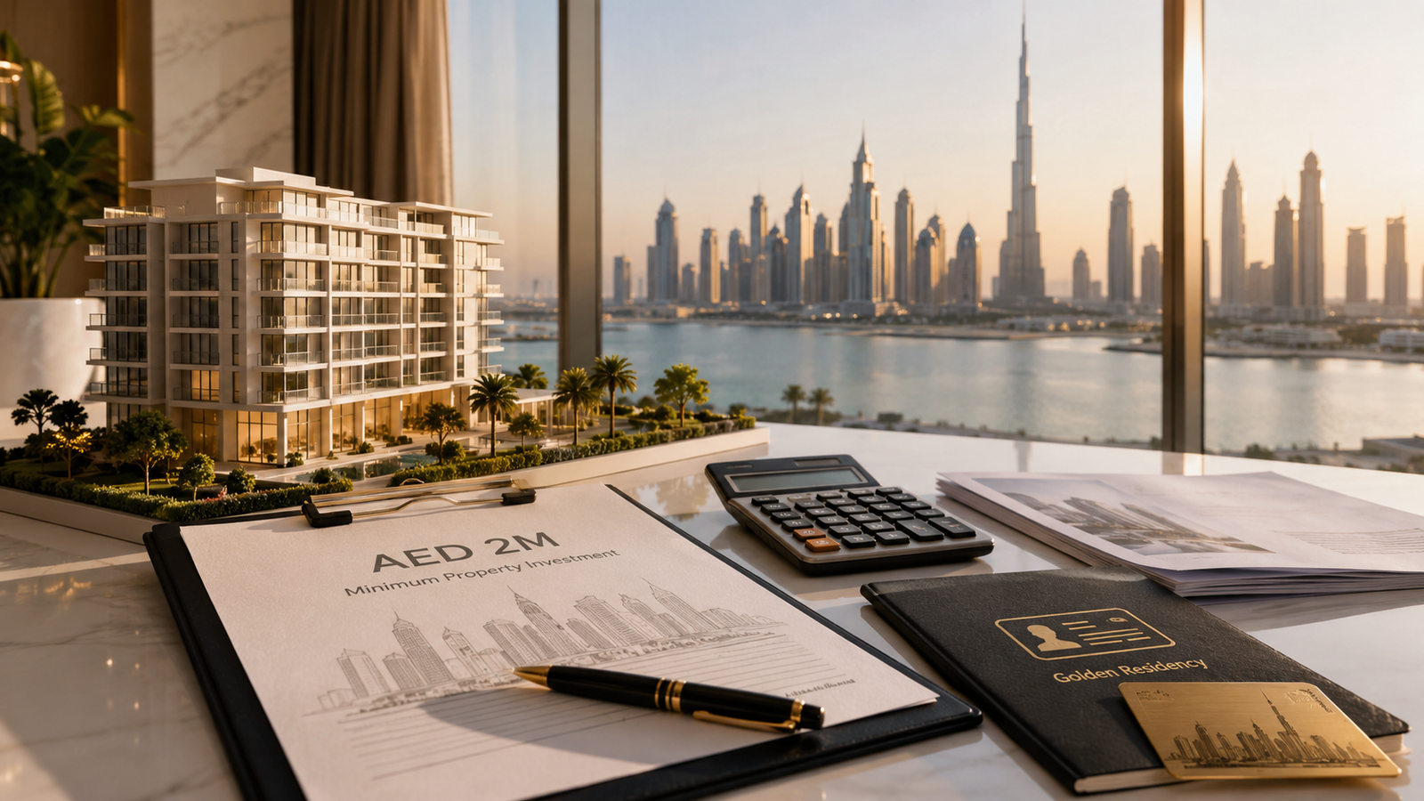 Dubai property investment documents showing the AED 2 million threshold for Golden Visa eligibility